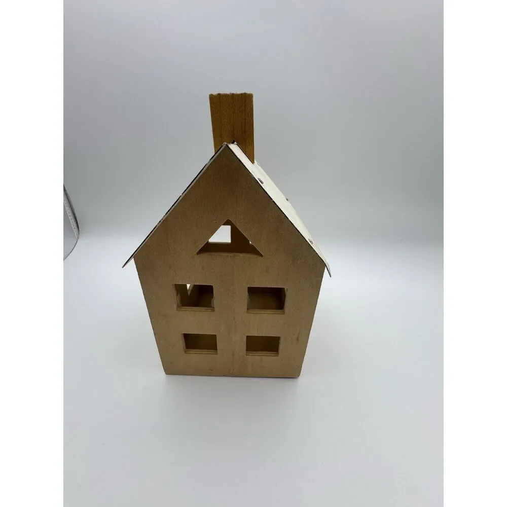 Rustic Wooden House Tea Light Holder LED Farmhouse Decor 6.5